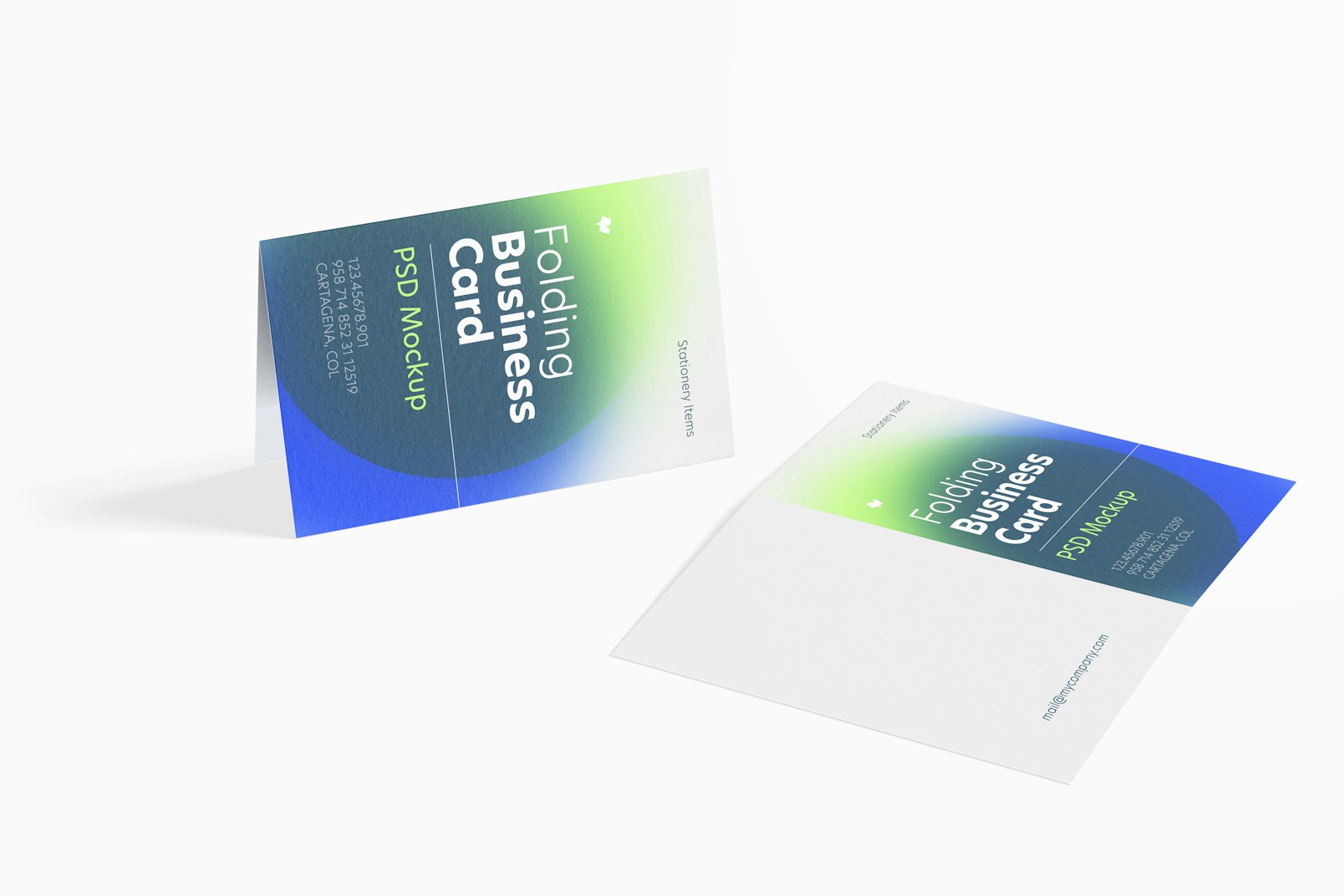 Folding Business Cards Mockup, Perspective