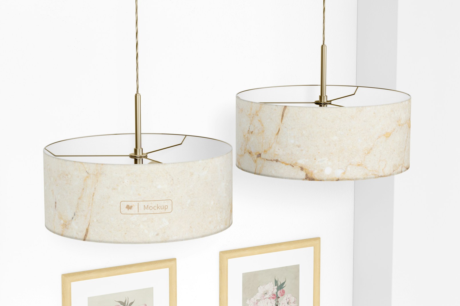 Round Ceiling Lamps Mockup, Left View