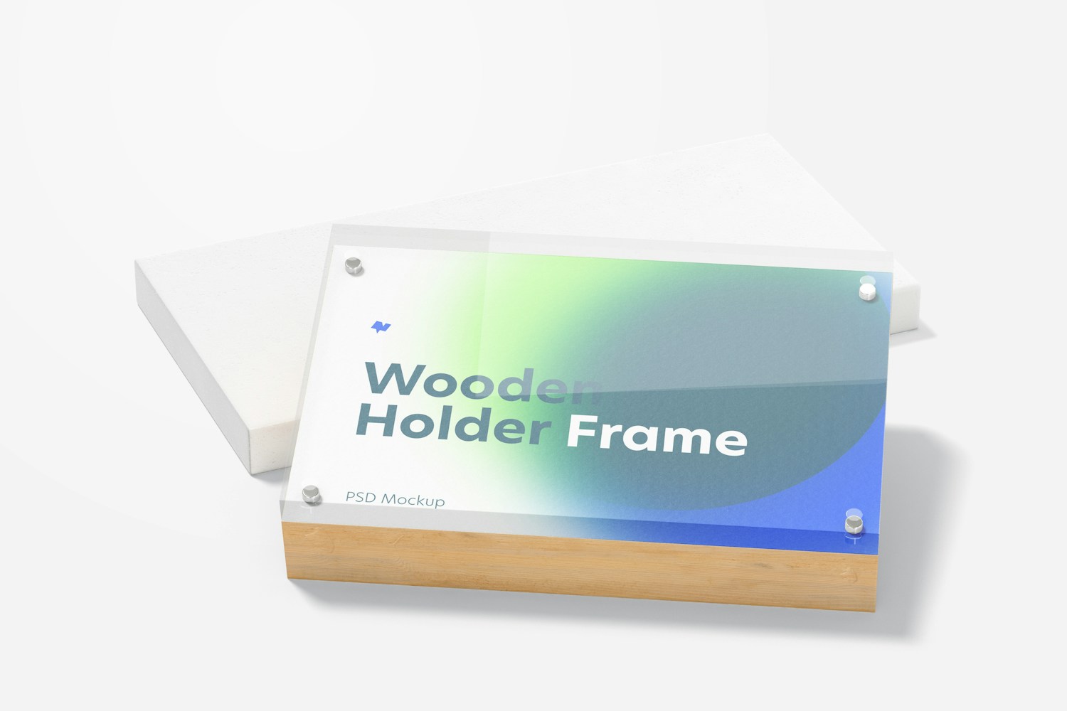 Wooden Label Holder Frame Mockup, Leaned