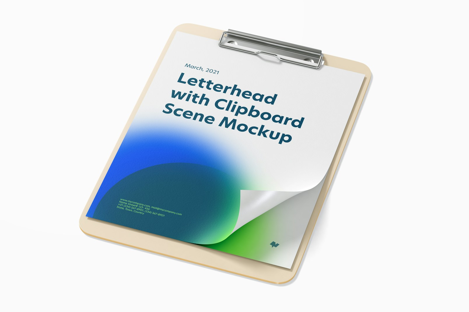 Letterhead with Clipboard Scene Mockup