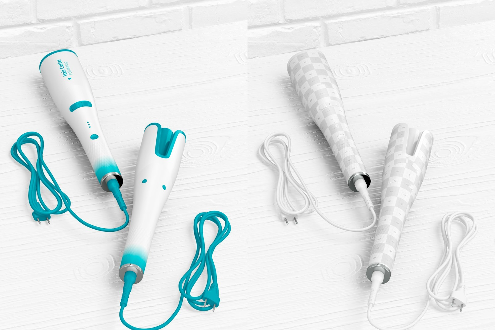 Hair Curlers Mockup, Front and Back