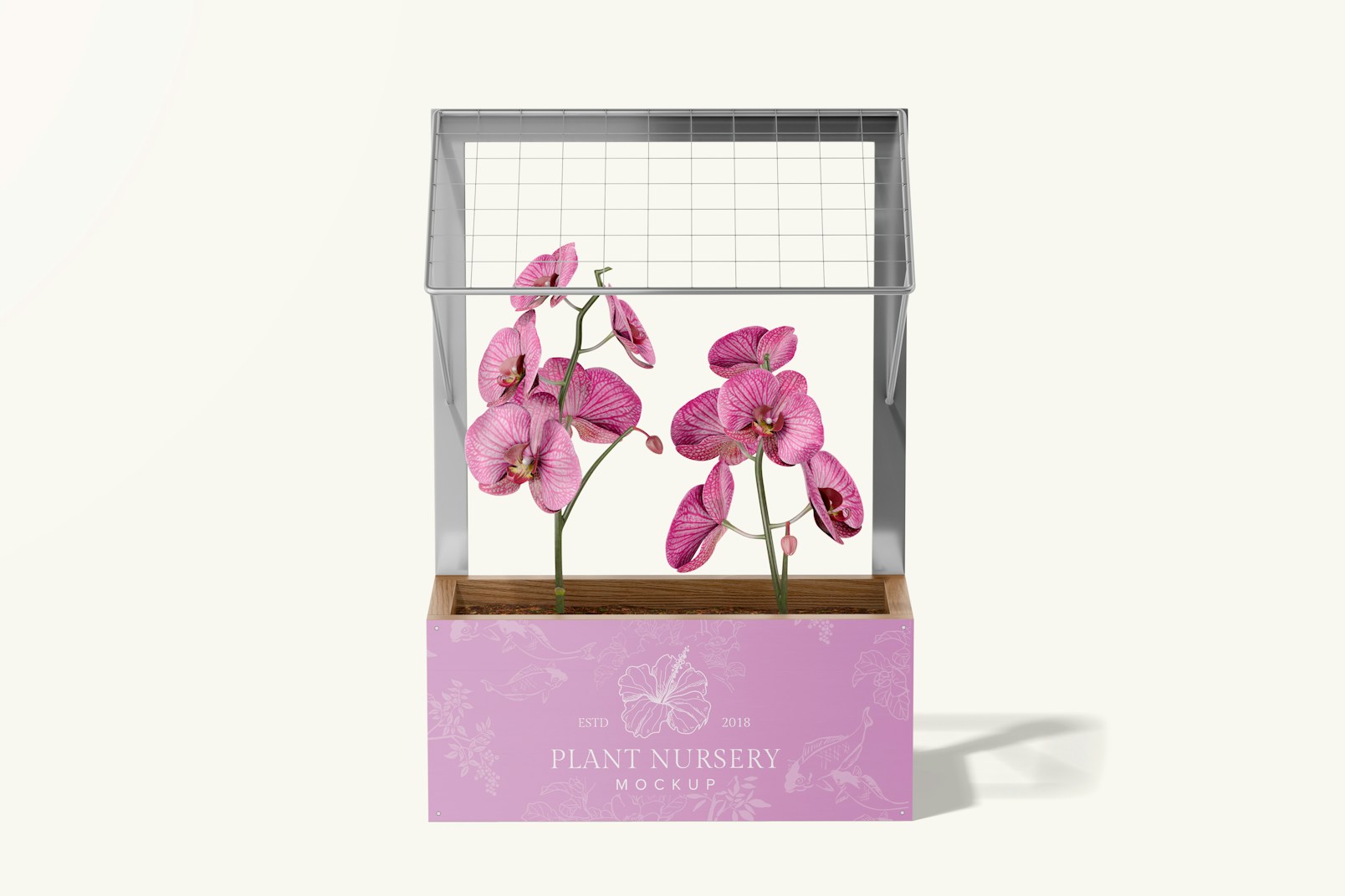 Wall Flower Box Mockup, Front View