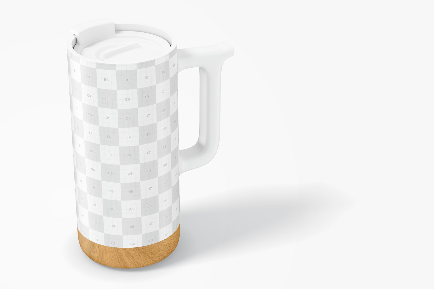 16 oz Ceramic Mug with Wood Base Mockup
