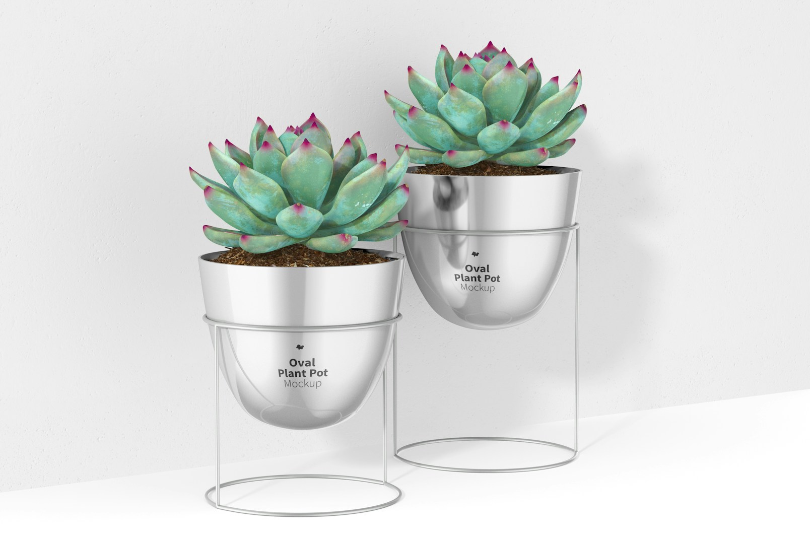Oval Plant Pots with Stand Set Mockup