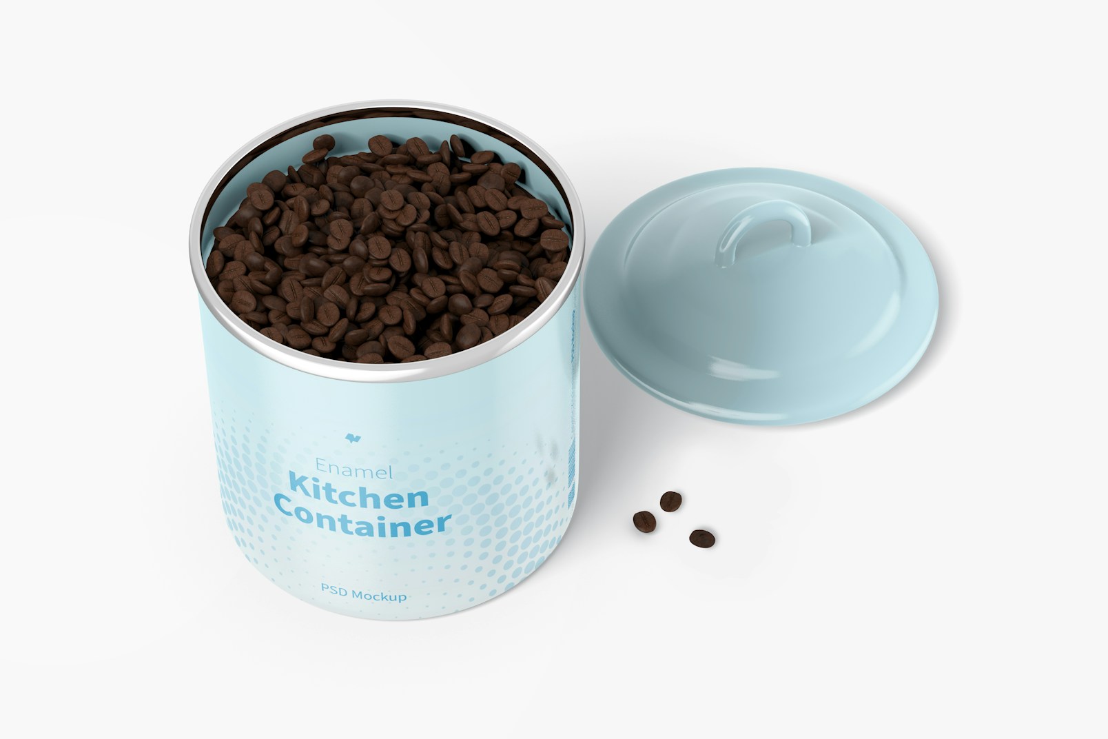 Enamel Kitchen Container with Coffee Grains Mockup