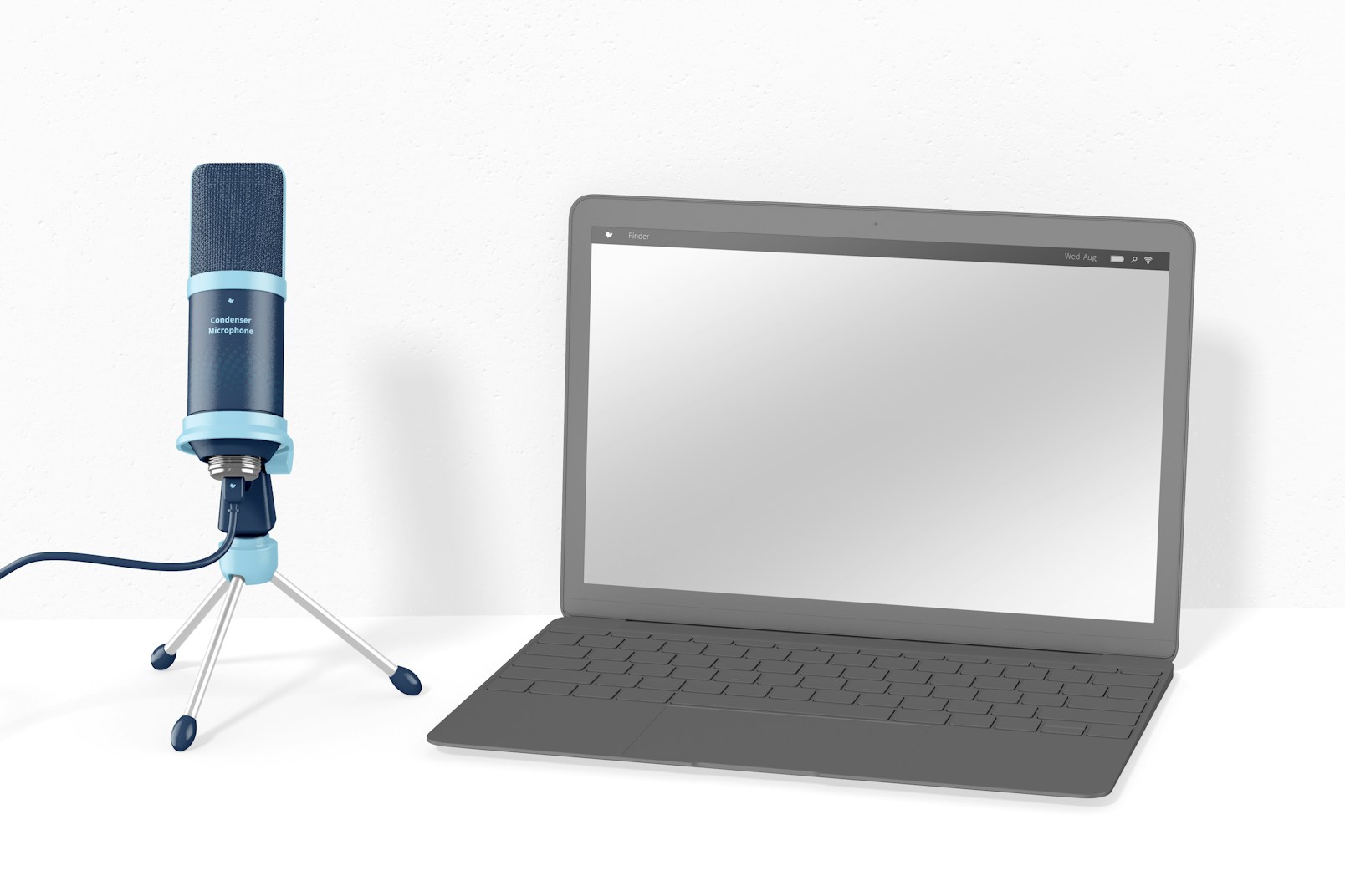 Condenser Microphone with Laptop Mockup