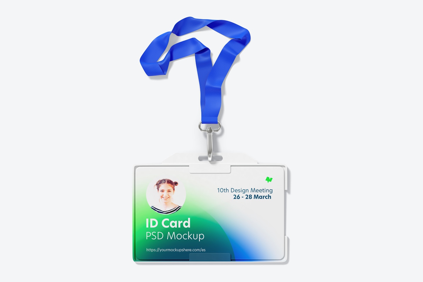 Horizontal ID Card with Lanyard Mockup