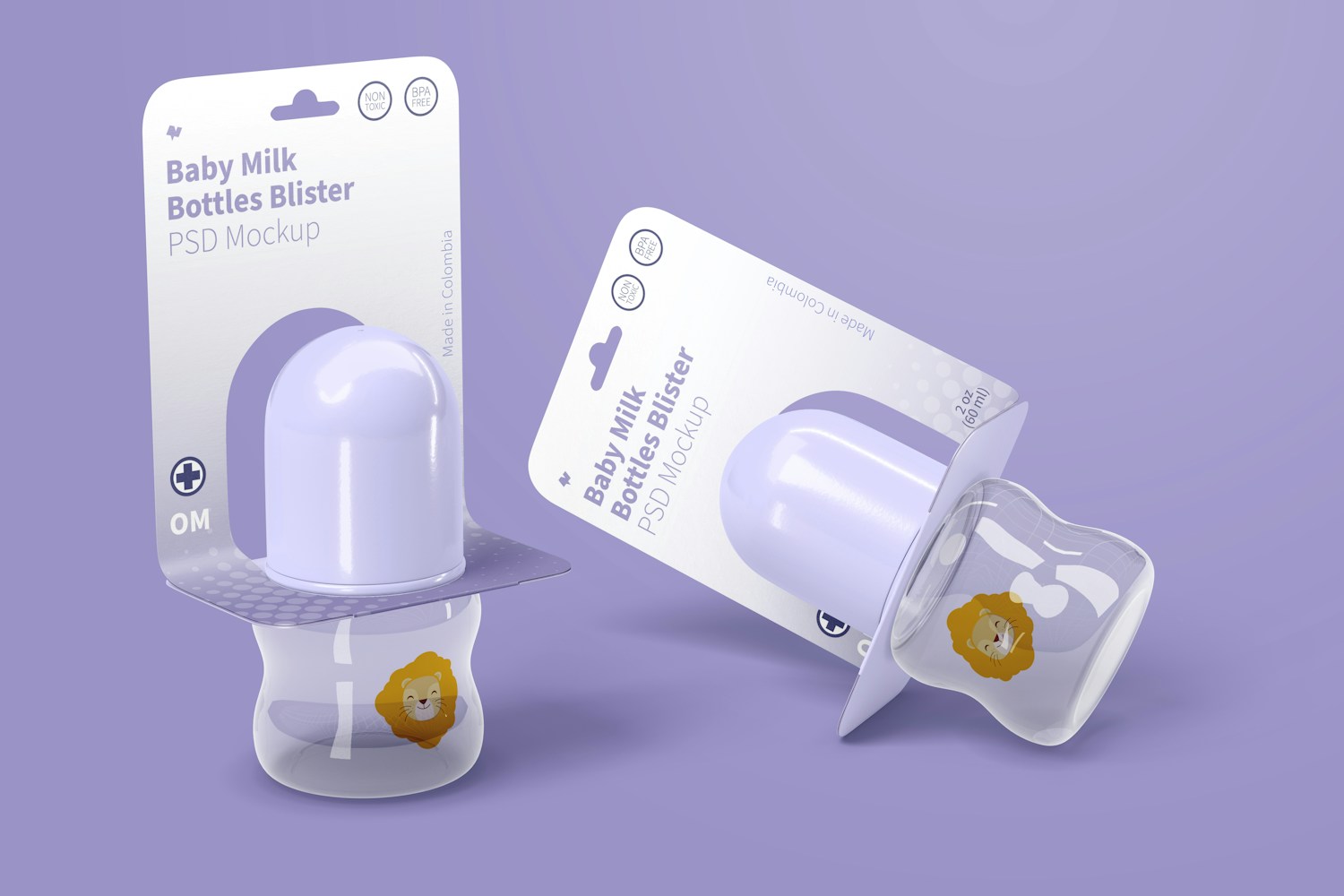 60 ml Baby Milk Bottles Blister Mockup