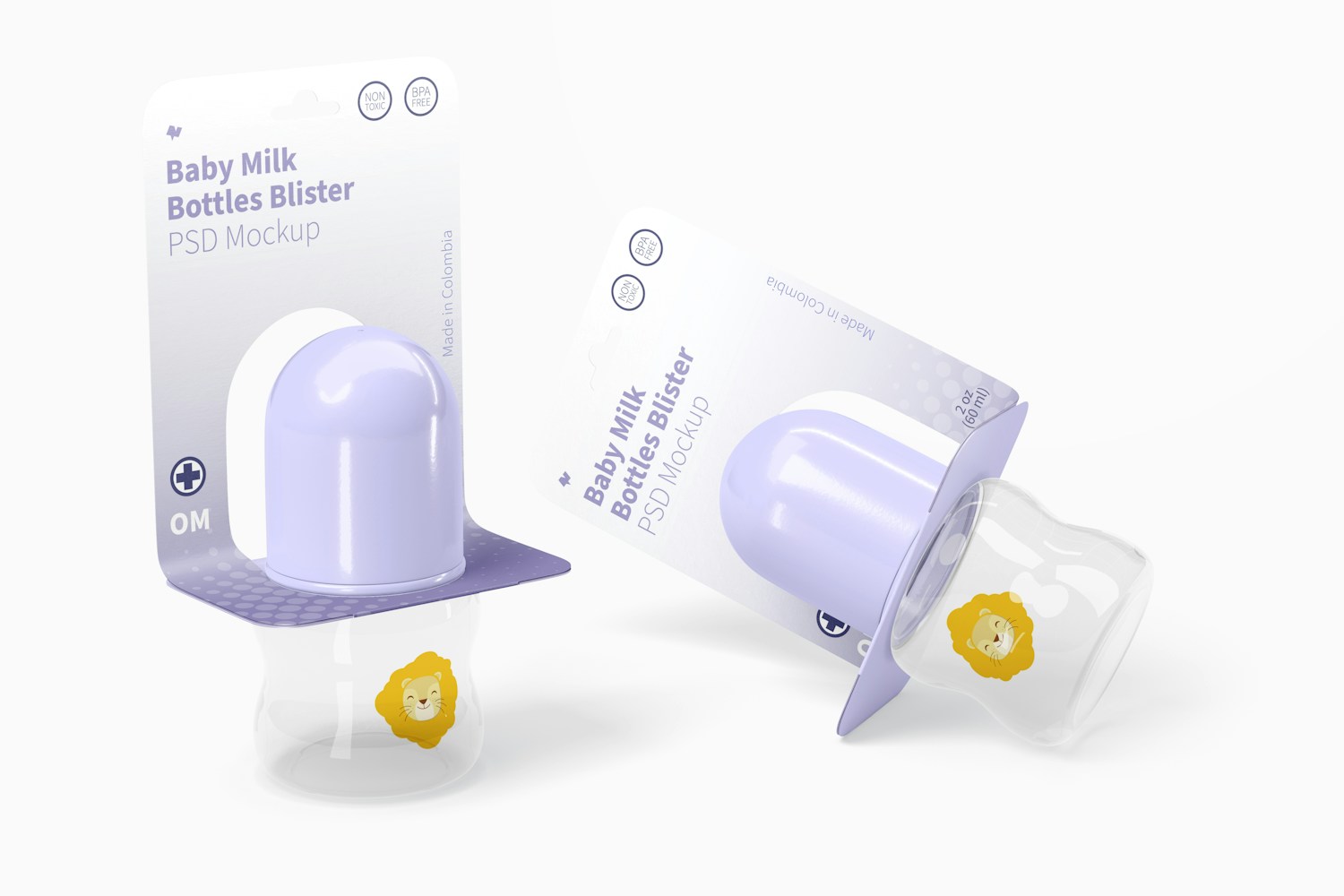 60 ml Baby Milk Bottles Blister Mockup