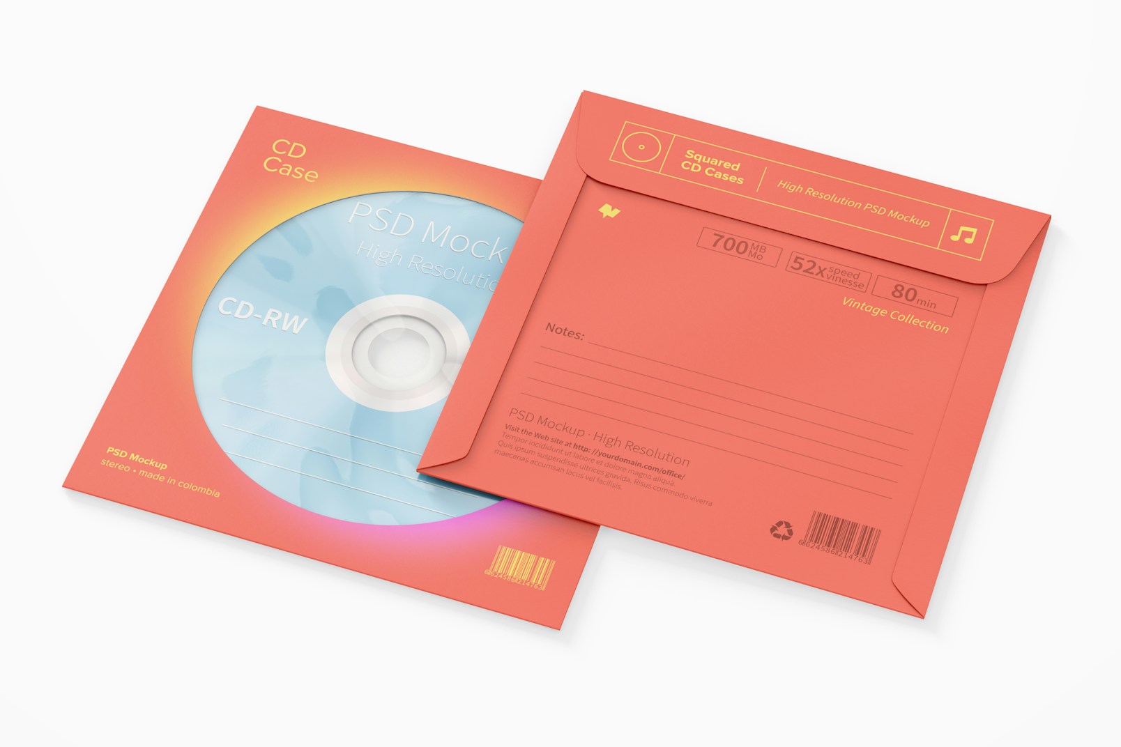 Squared CD Cases Mockup, Perspective