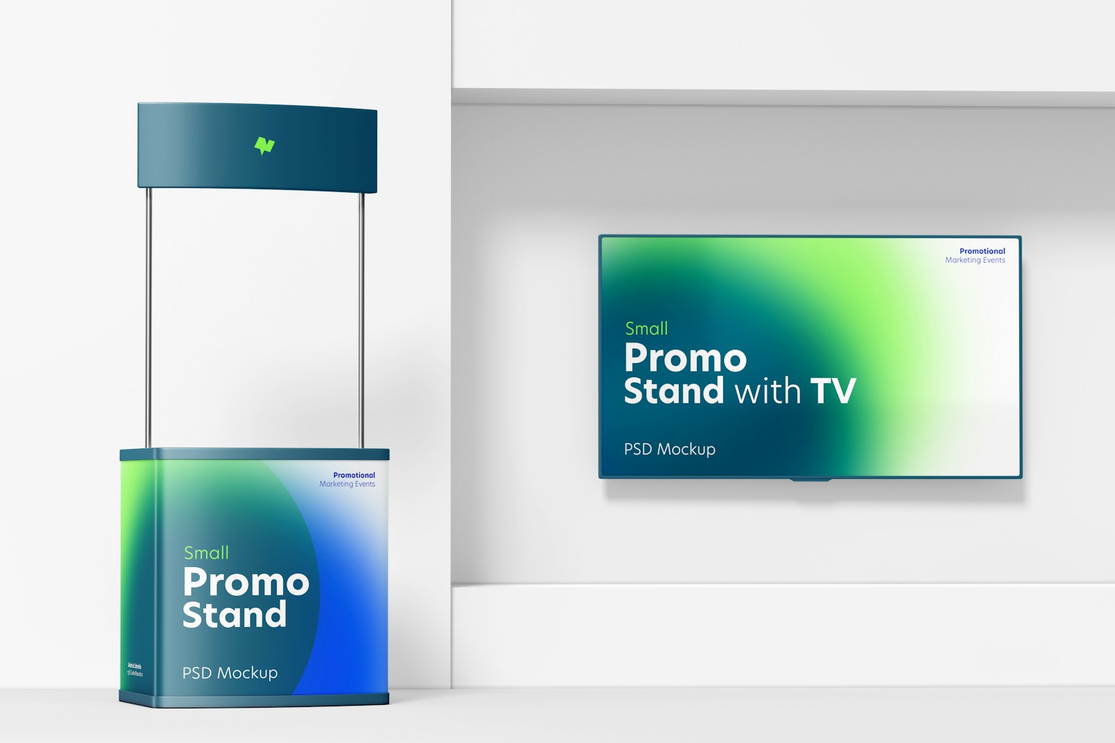 Small Promo Stand with TV Mockup