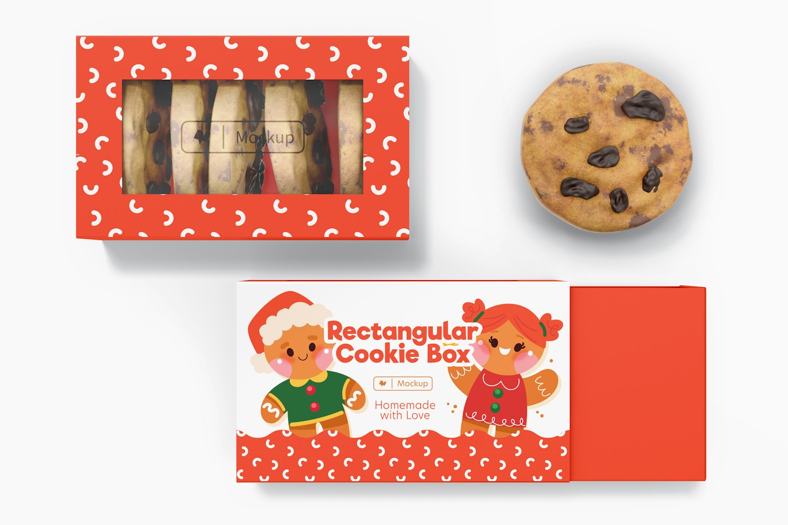 Rectangular Cookie Boxes Mockup, Top View