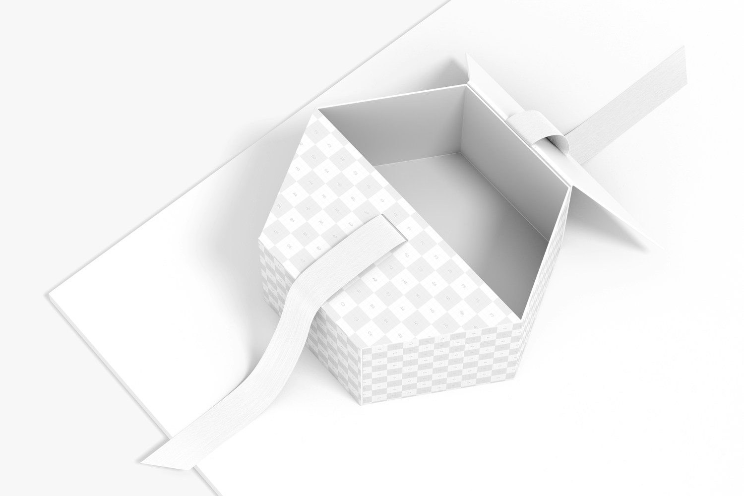 Hexagon Gift Box with Ribbon Mockup, Opened