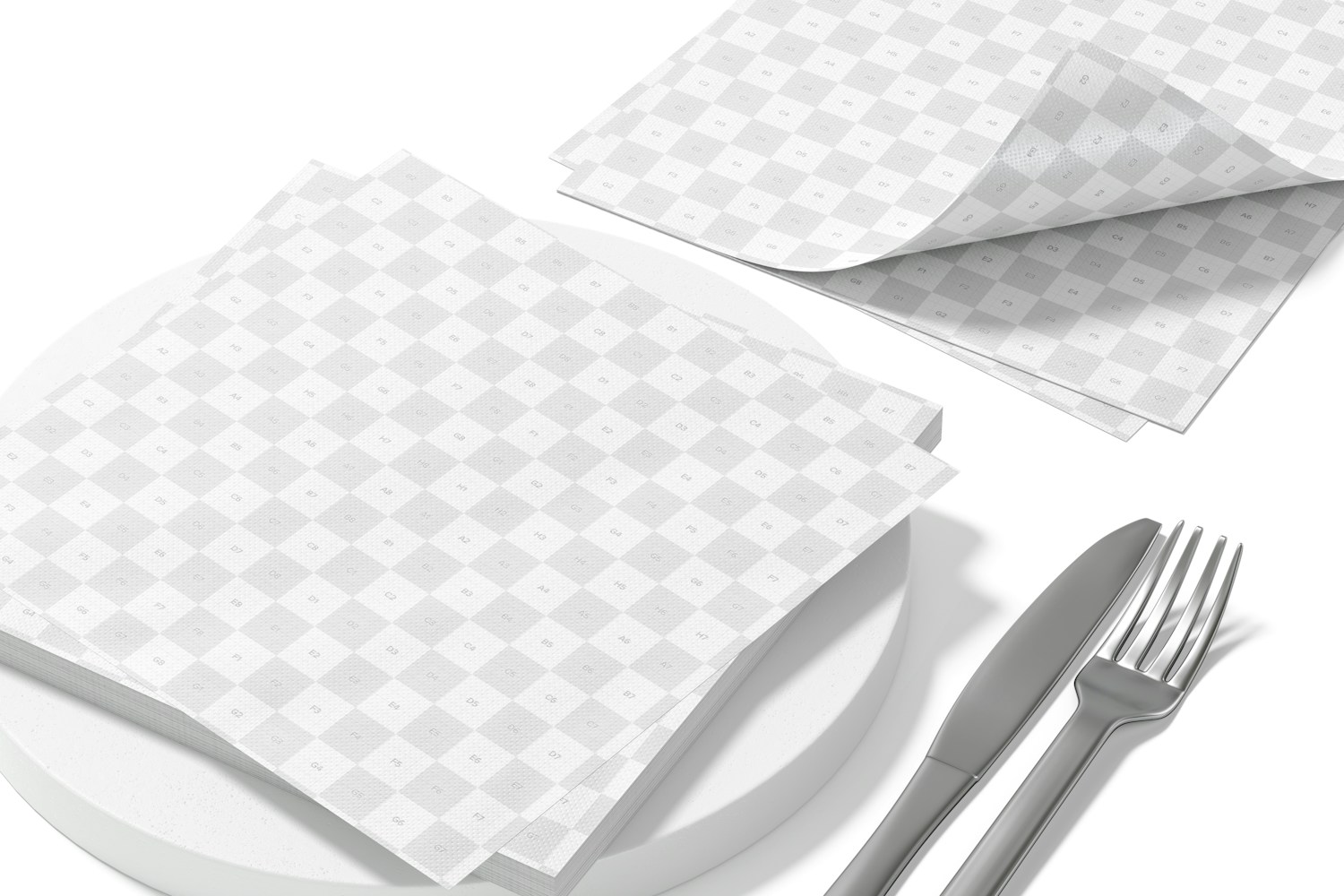 Paper Napkins Mockup, Perspective View
