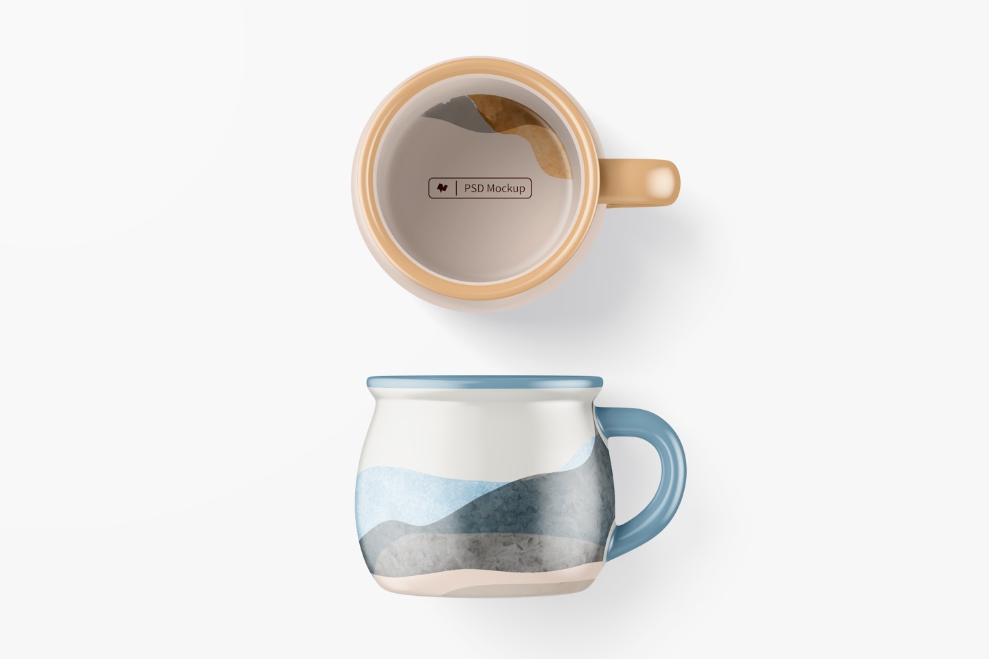 Round Enamel Cup Mockup, Side and Top View