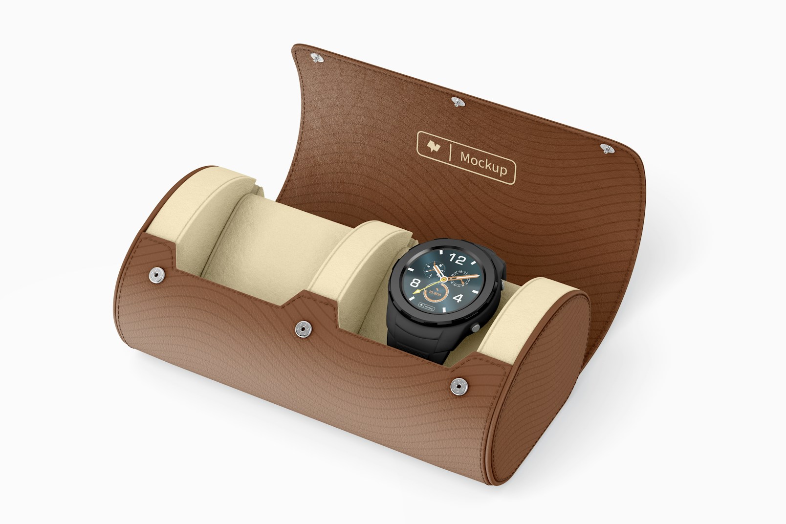 Leather Case Watch Mockup, Opened