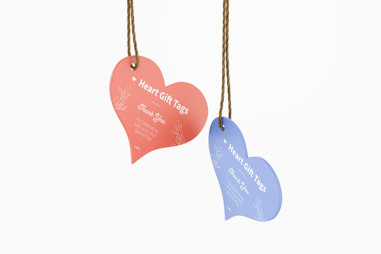 Heart Gift Tags Mockup, Hanging