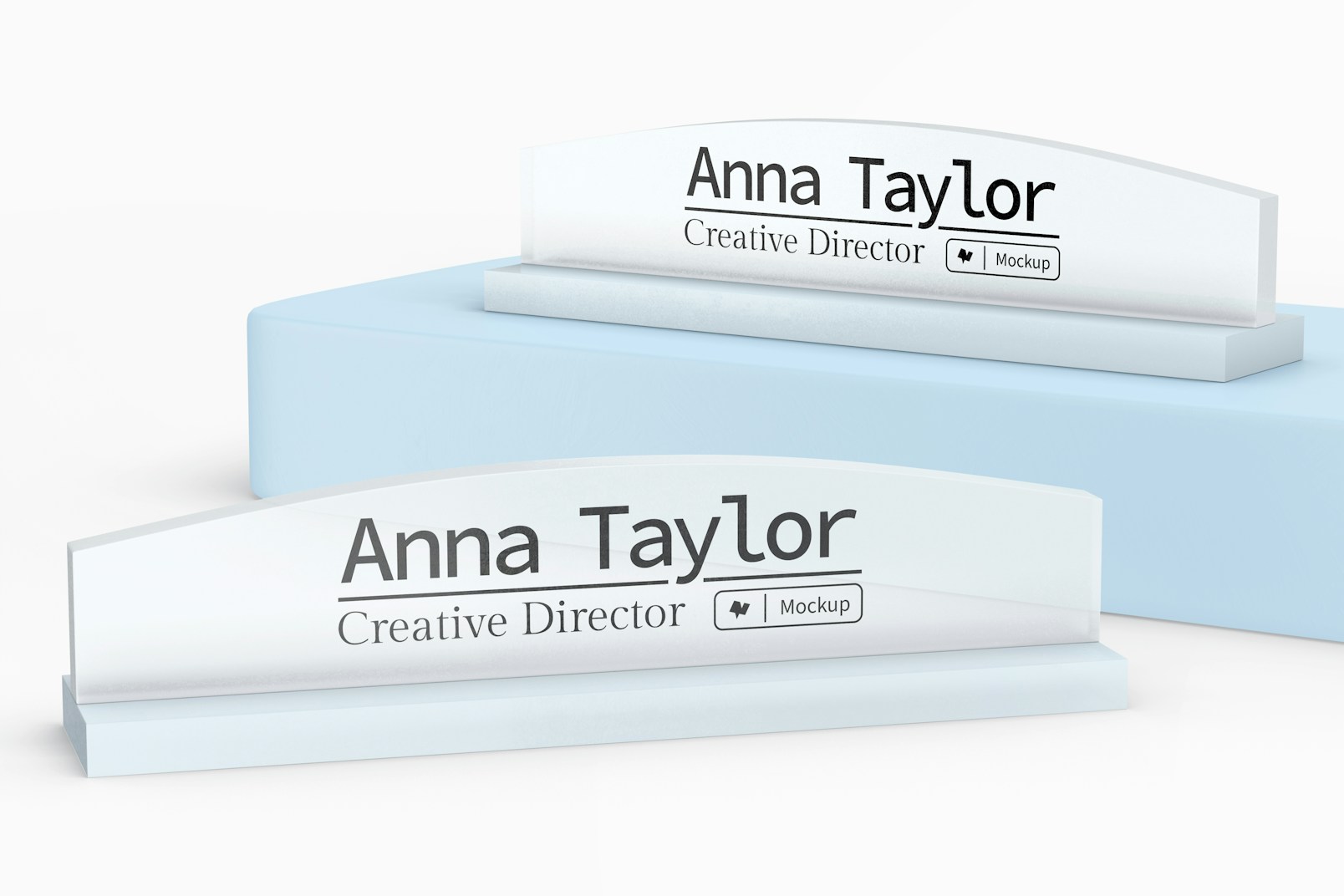 Frosted Glass Name Plates Mockup