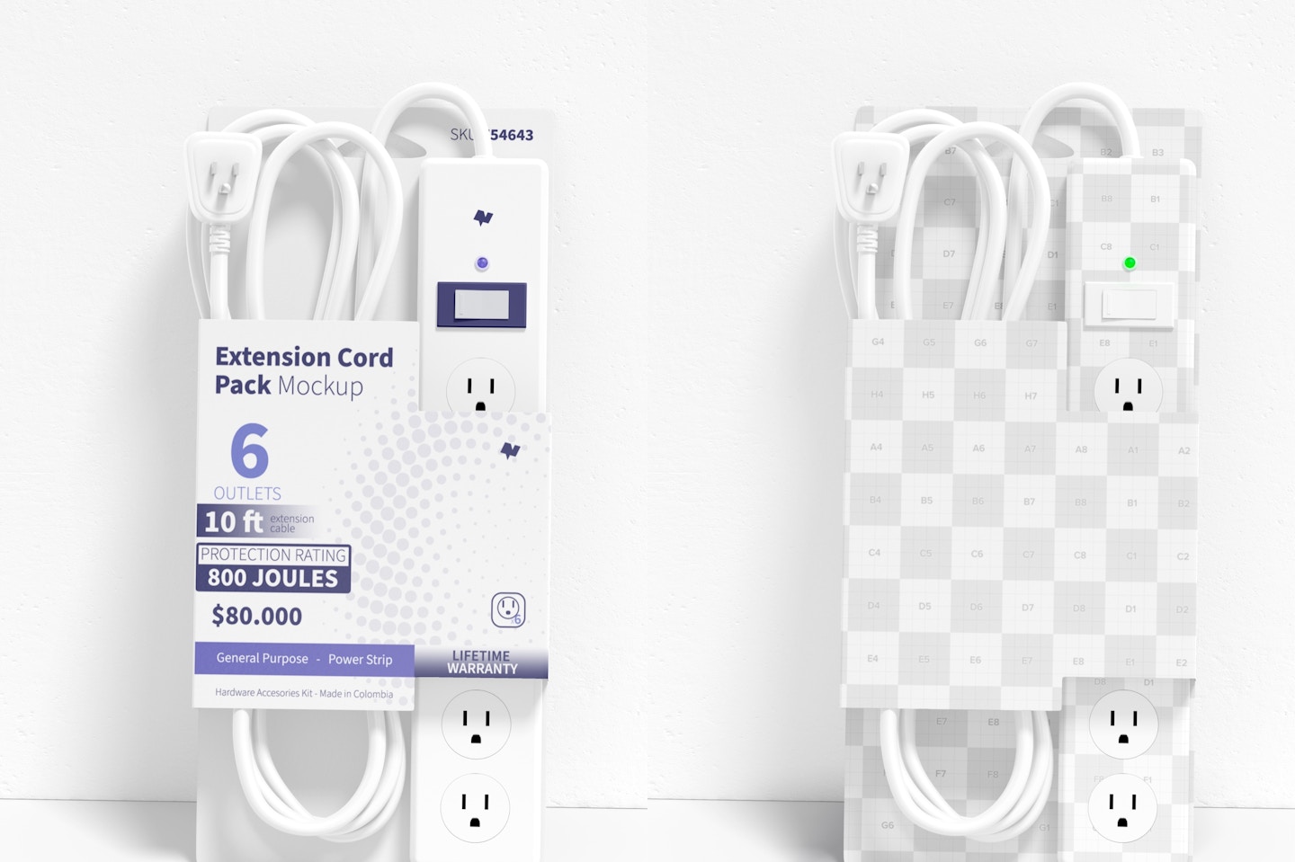 Extension Cord Pack Mockup, Leaned
