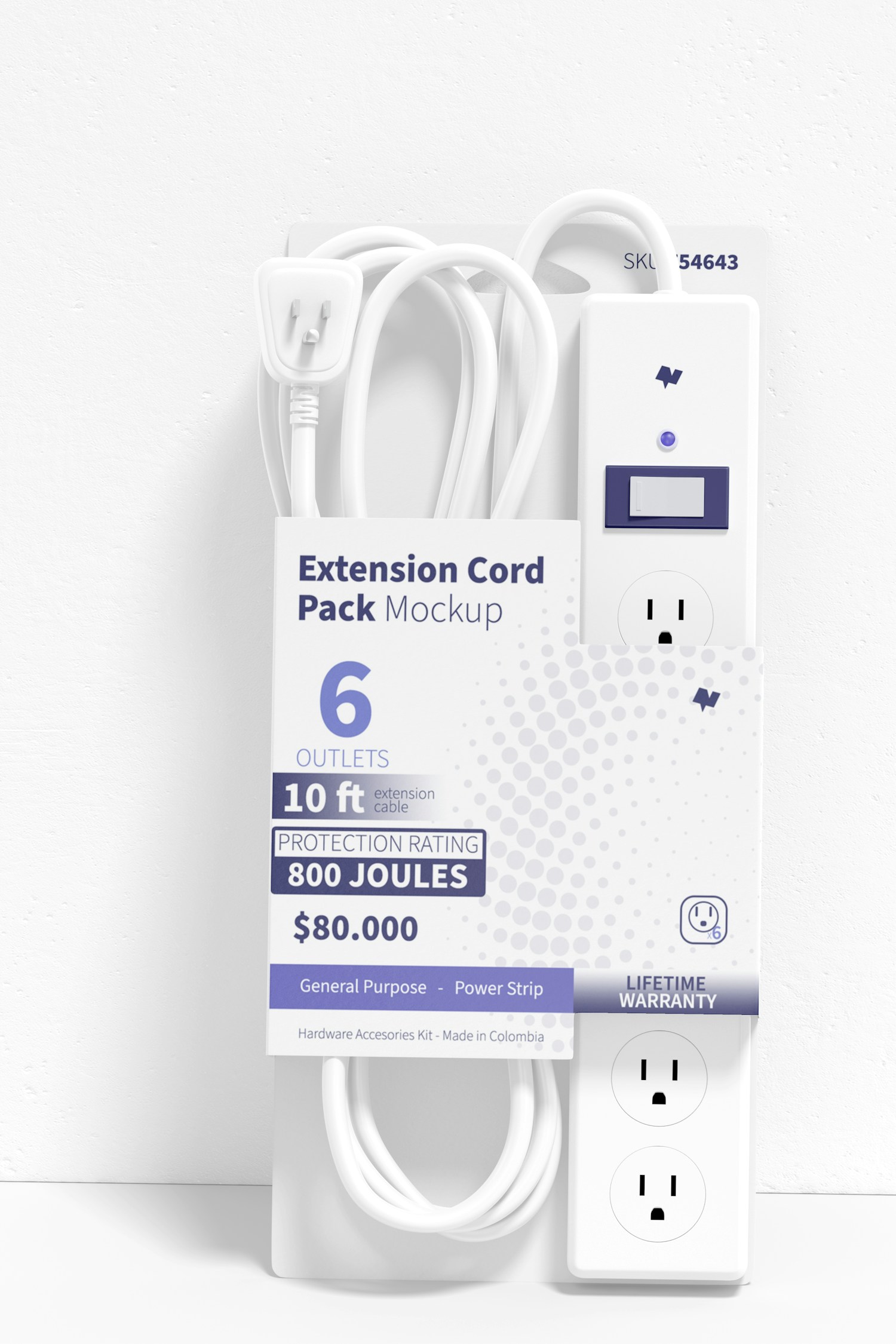 Extension Cord Pack Mockup, Leaned