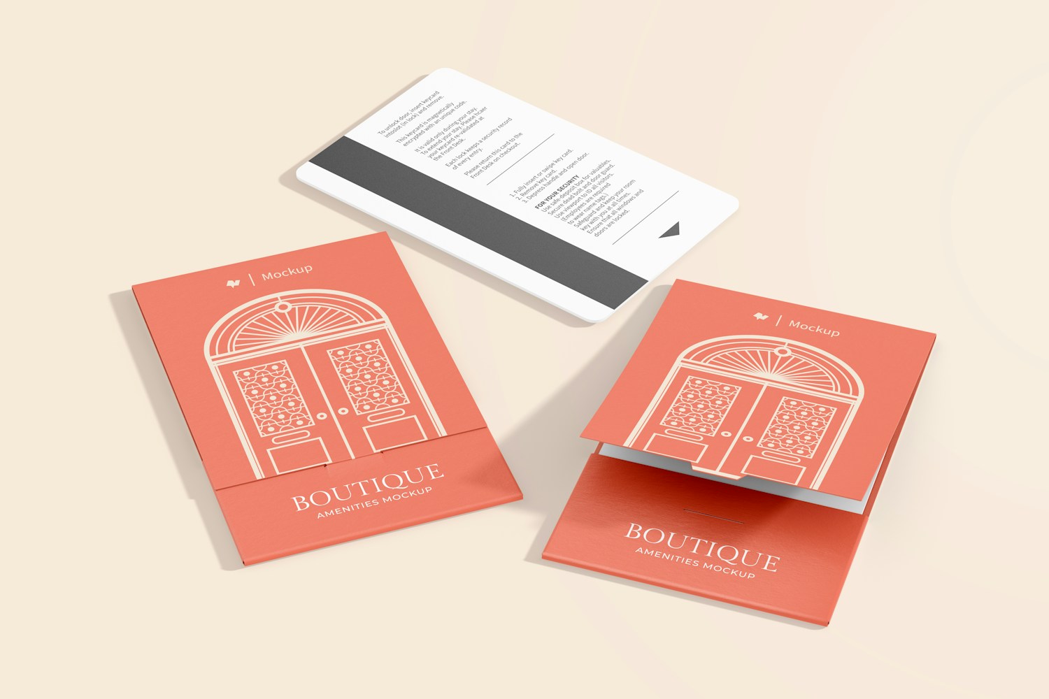 Hotel Key Card Holders Mockup, Opened and Closed