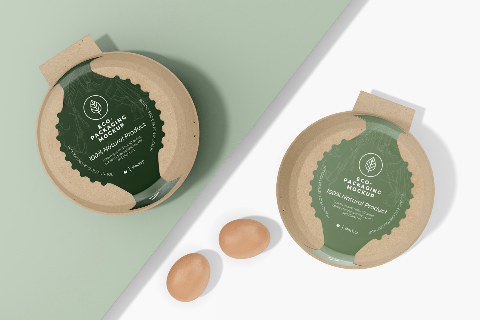 Round Egg Cartons Mockup, Top View