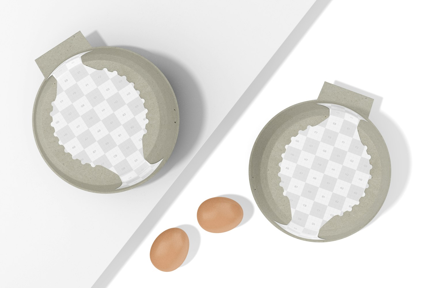 Round Egg Cartons Mockup, Top View