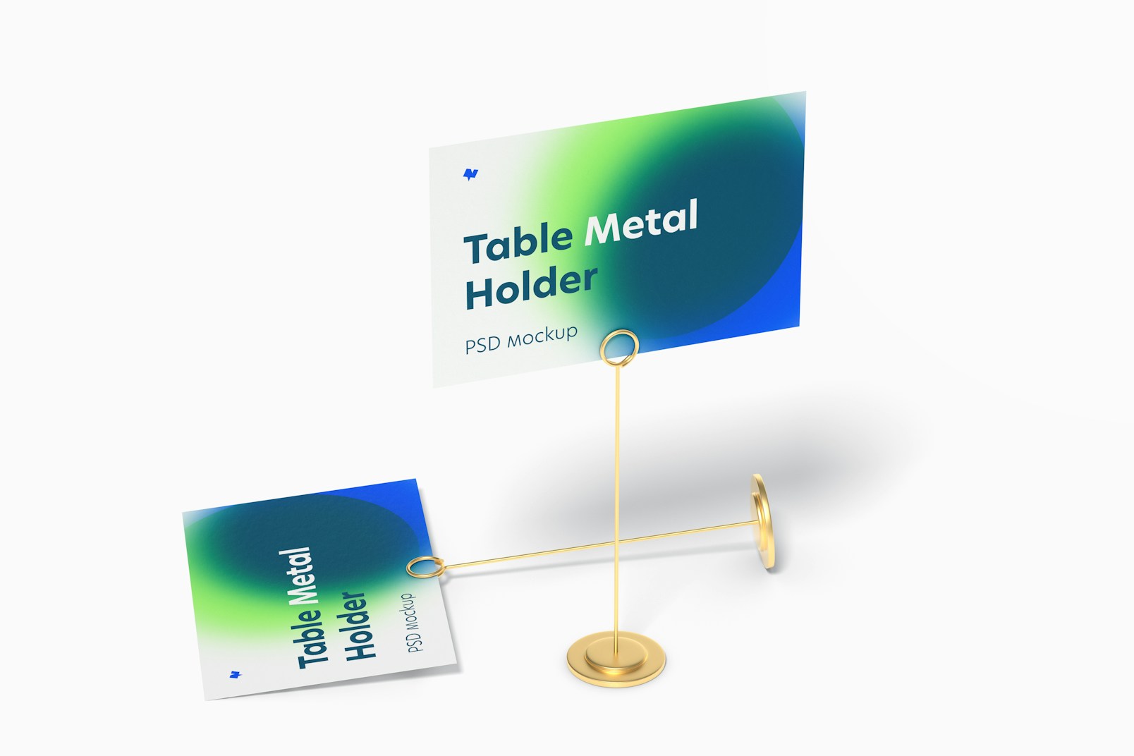Table Stand Metal Sign Holders Mockup, Perspective