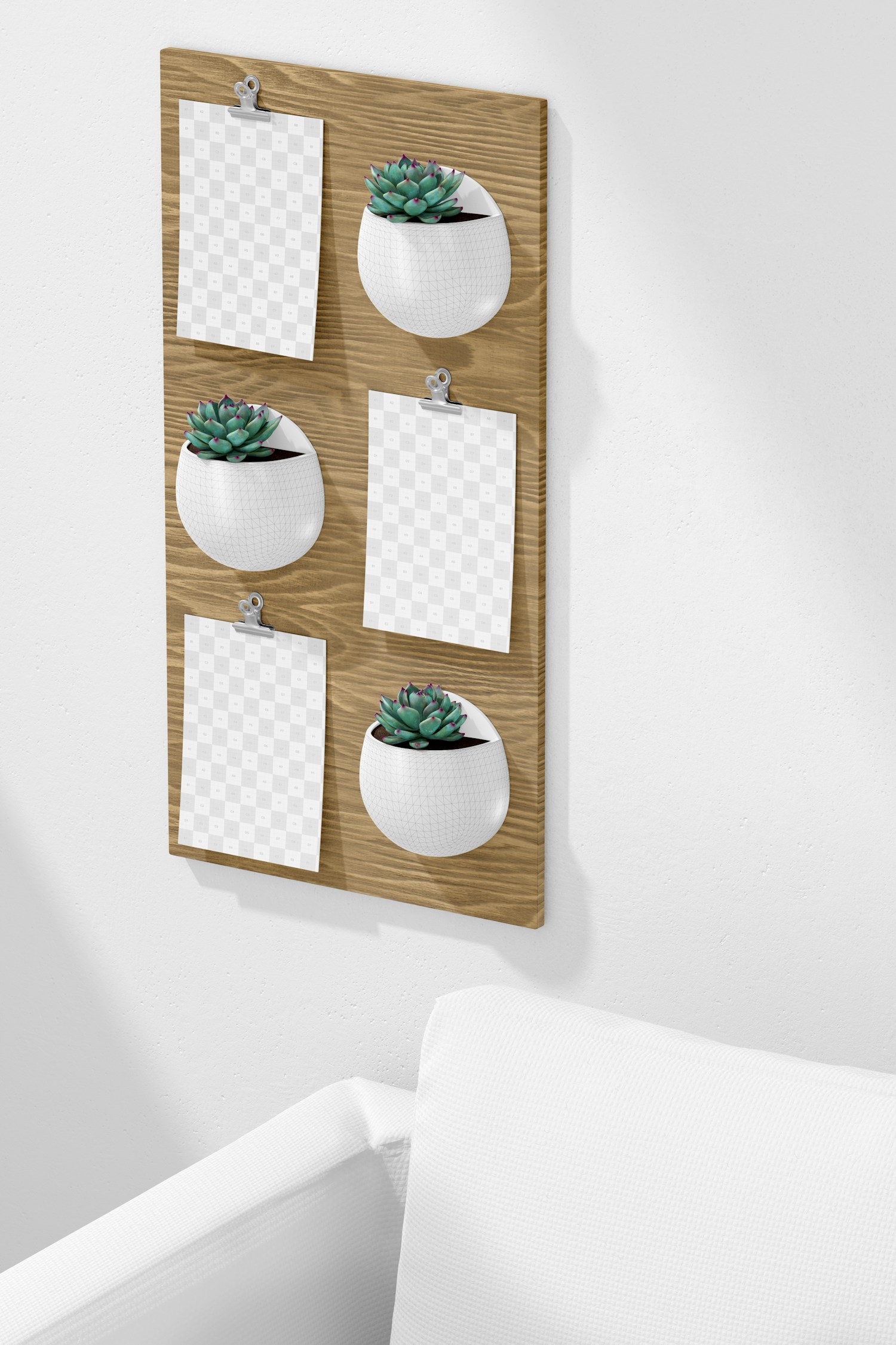 Rustic Photo Board with Pots Mockup, Perspective