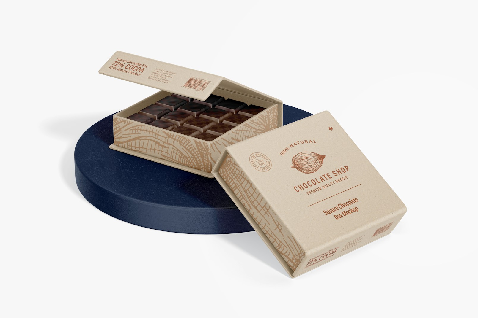 Maqueta de Caja Cuadrada para Chocolate