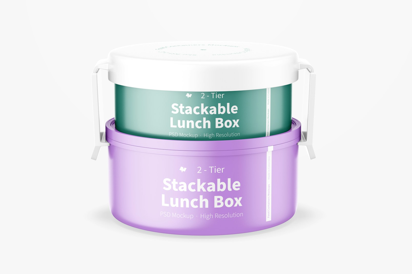 2-Tier Stackable Lunch Box Mockup, Front View