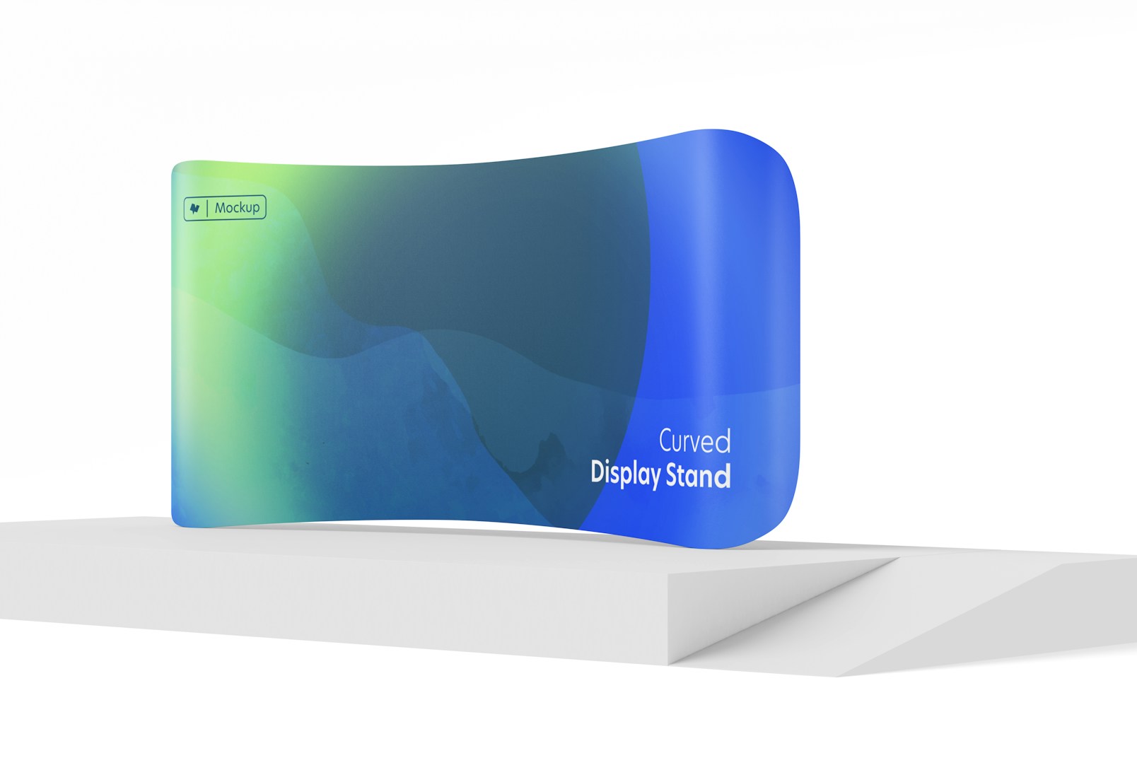 Fabric Curved Display Stand Mockup, Right View 02