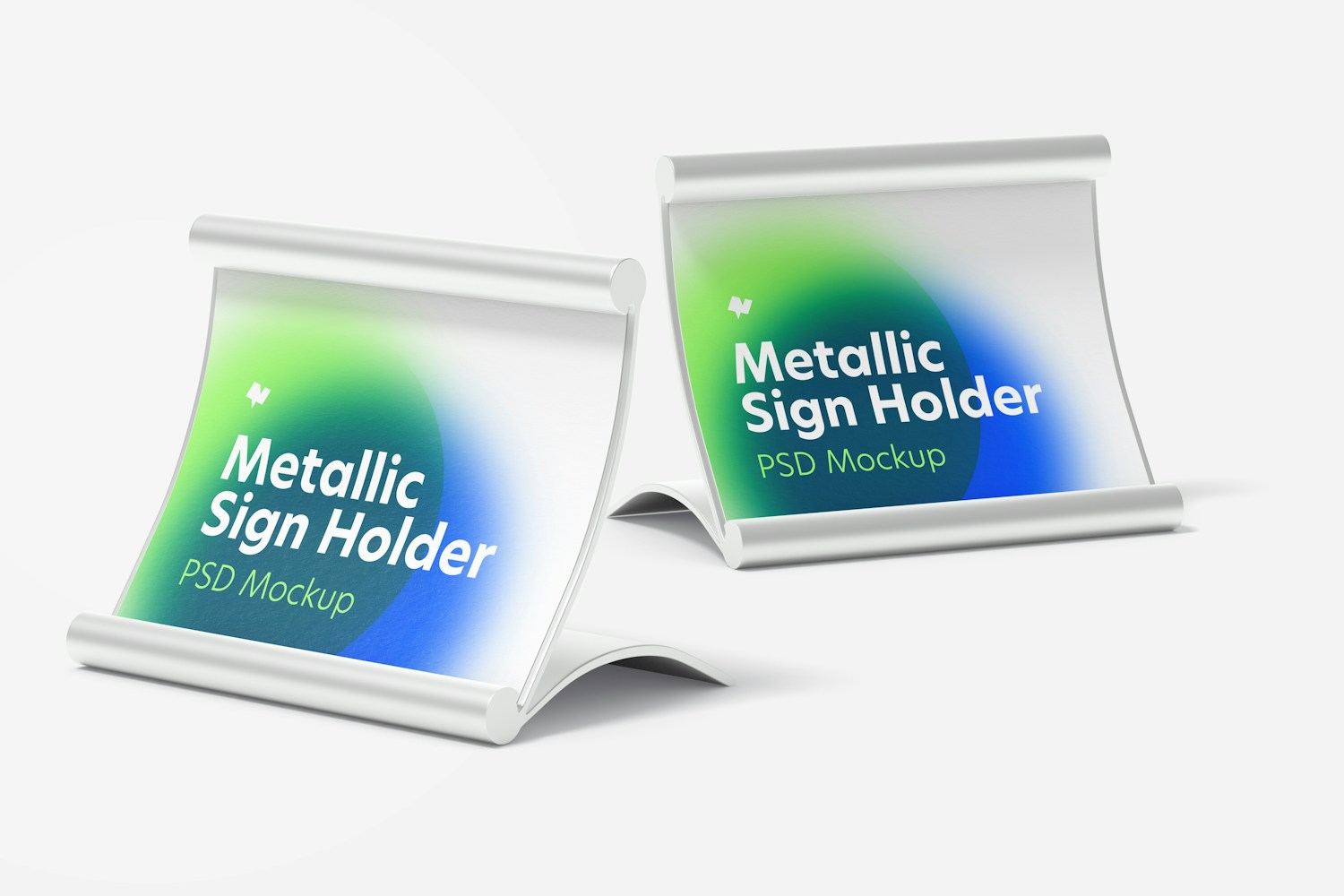 Metallic Table Sign Holders Mockup, Perspective