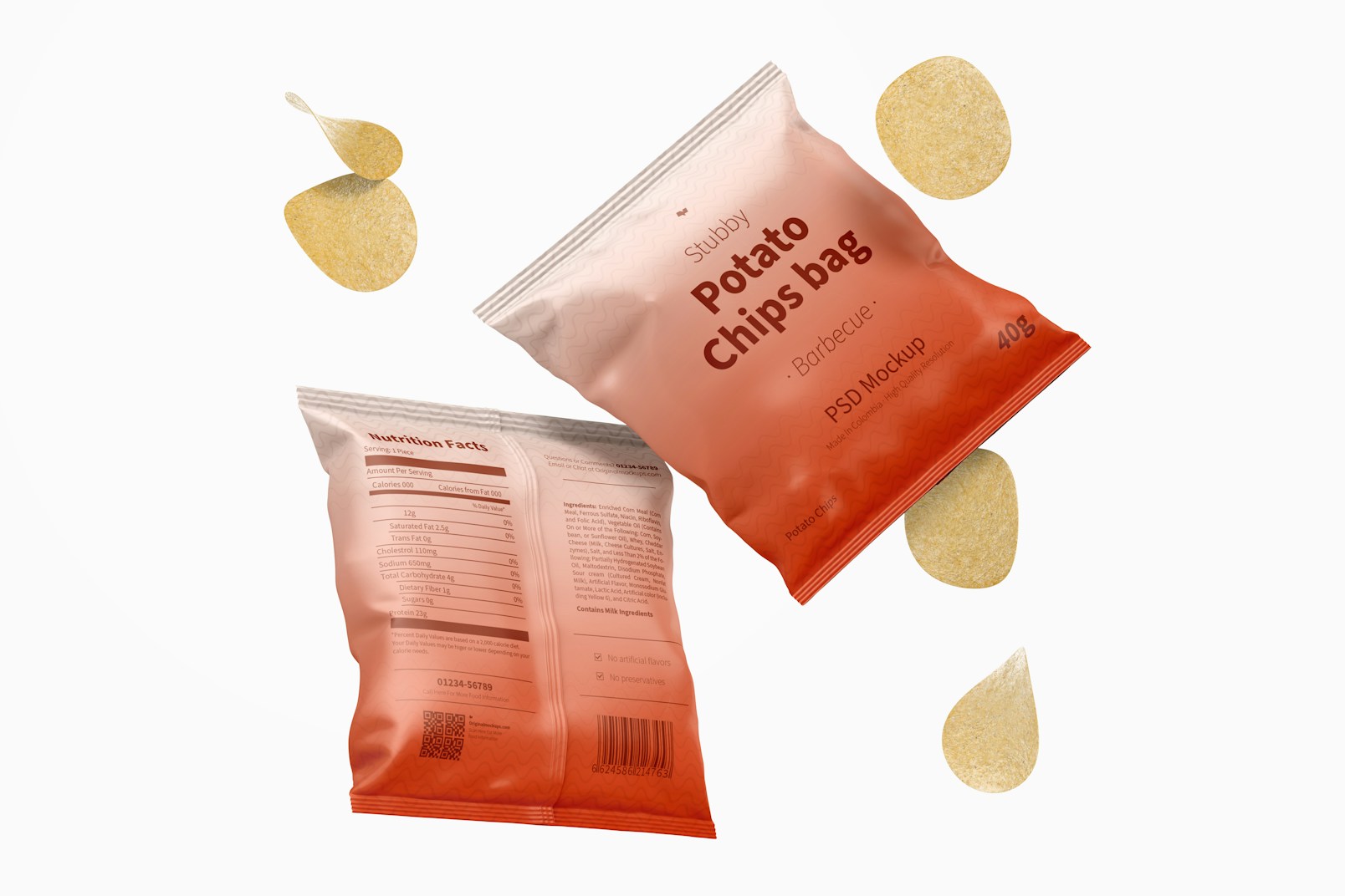 Stubby Chips Bags Mockup