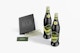 Wine Bottle with Stationery Mockup, High Angle View