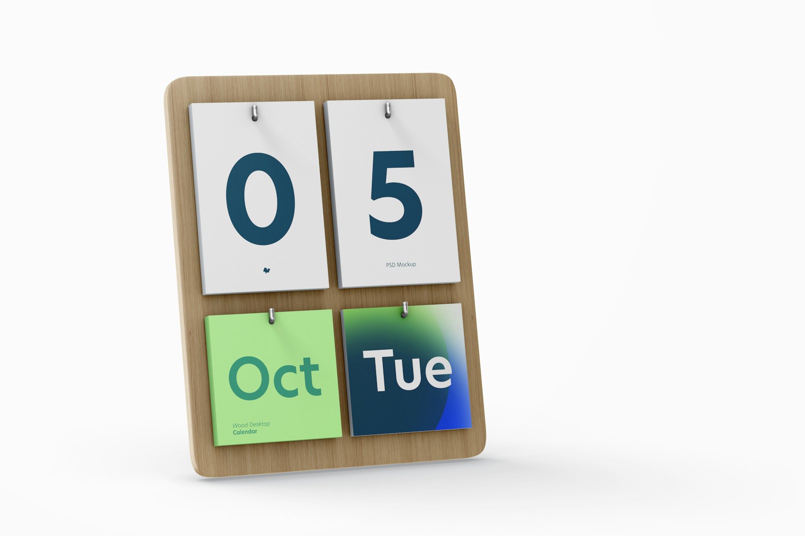 Wood Desktop Calendar Mockup