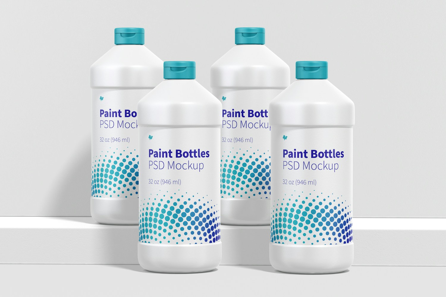 32 oz Paint Bottle Set Mockup