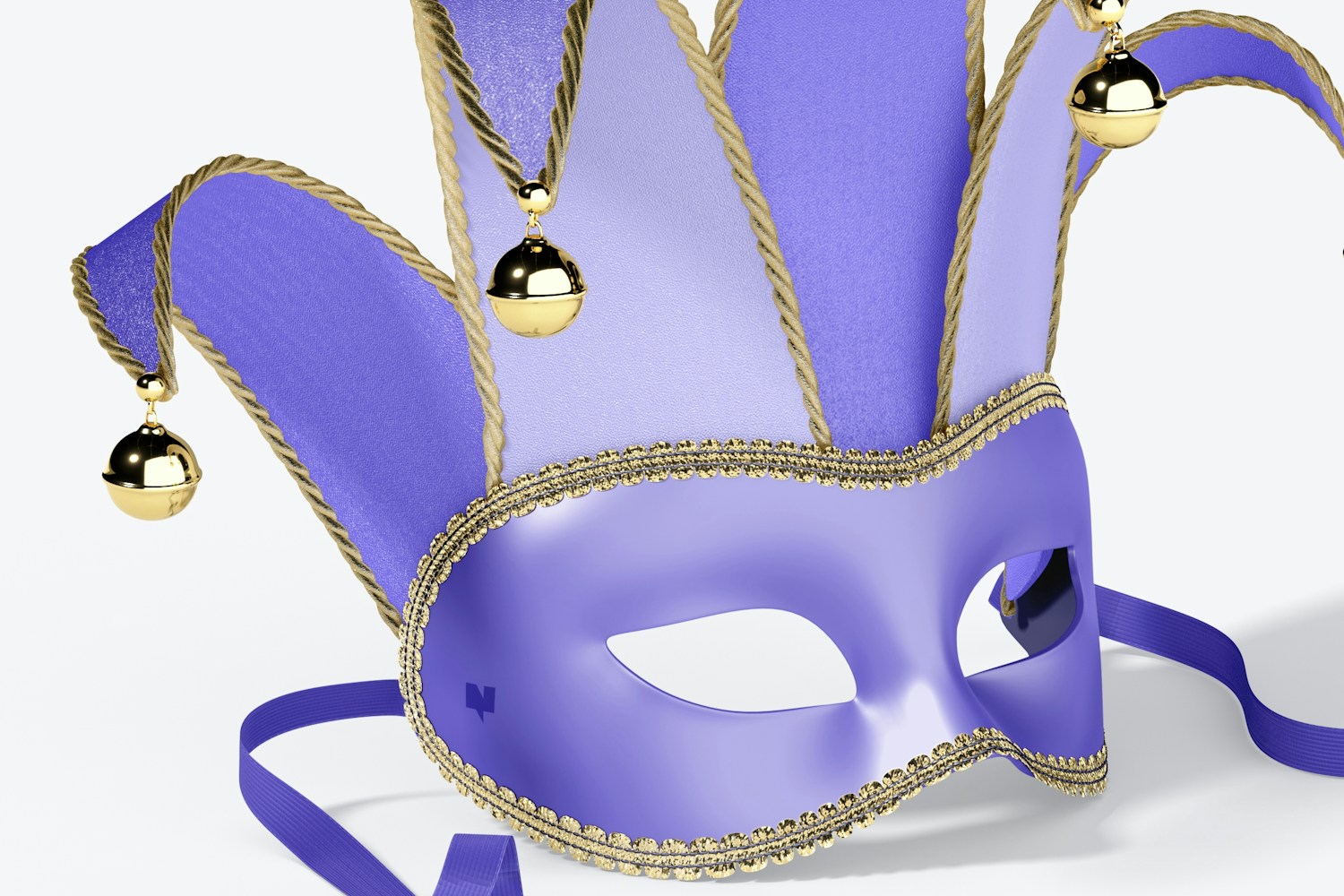 Jester Half-Face Mask Mockup, Perspective