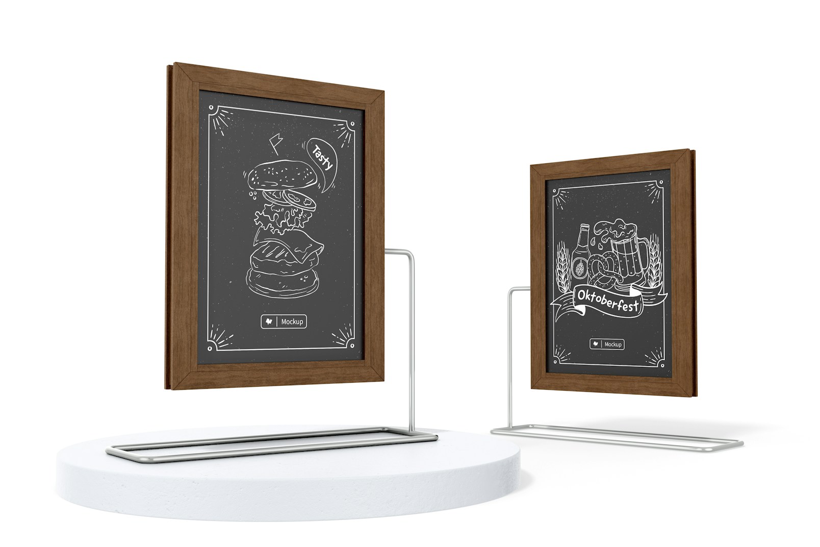 Chalkboard with Metal Stand Mockup, Perspective View