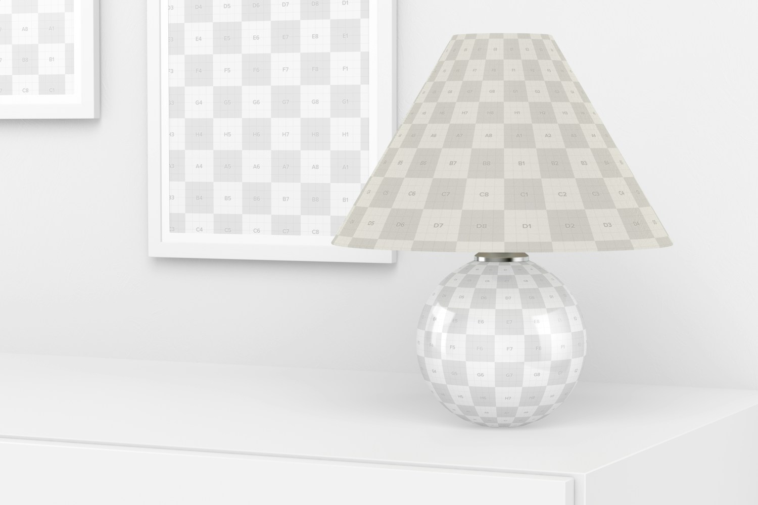 Round Table Lamp Mockup, Perspective