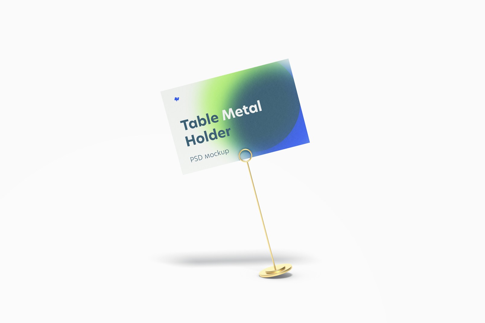 Table Stand Metal Sign Holder Mockup, Leaned