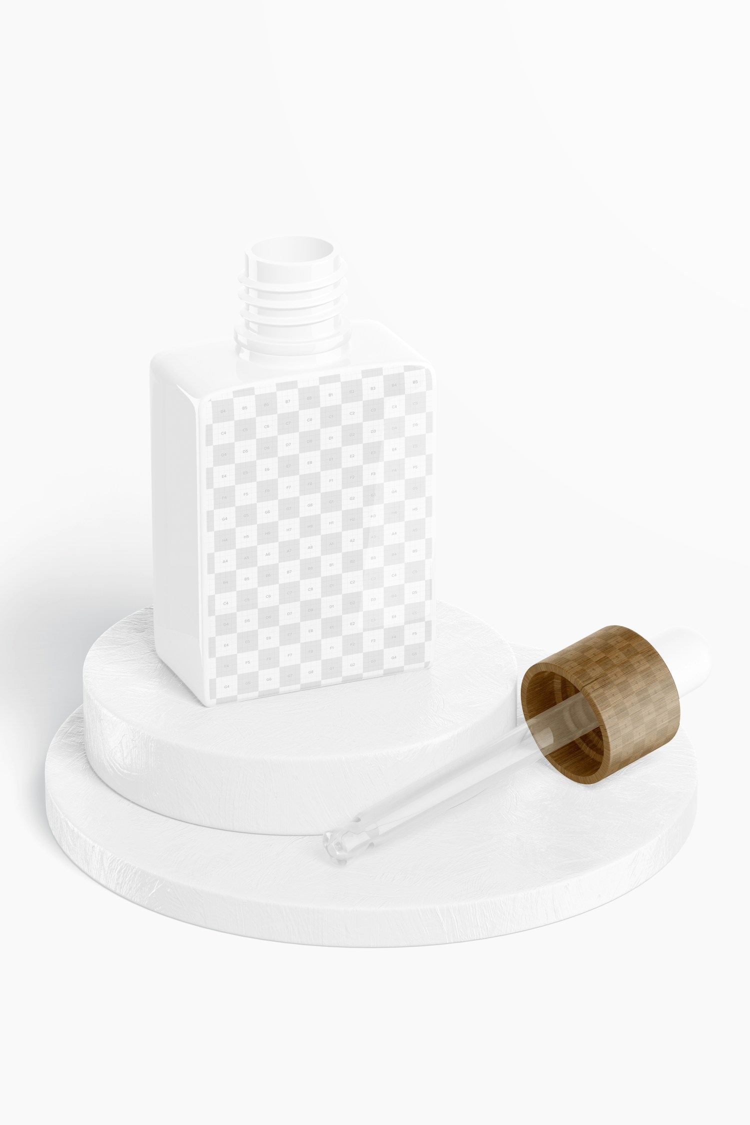 1.76 Oz Square Glass Bottle with Dropper Mockup, Perspective