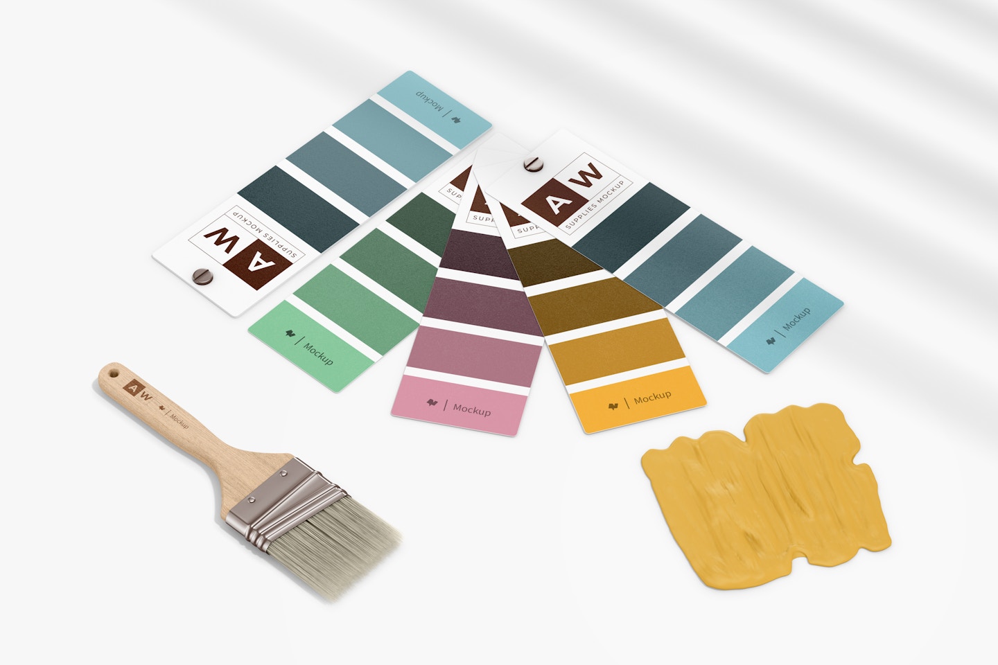 Color Palette Cards Mockup, with Brush