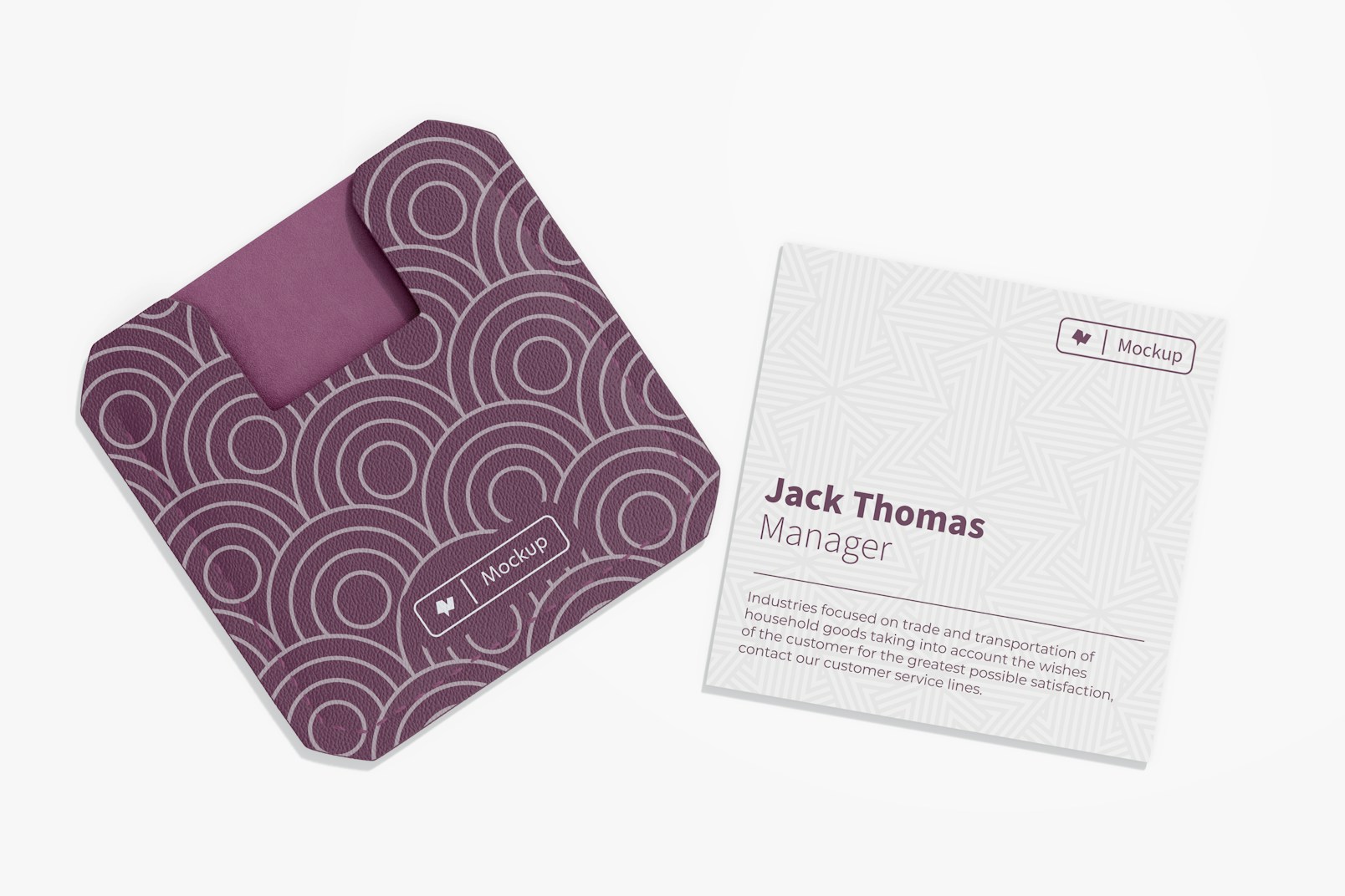 Square Business Card Holder Mockup, Top View