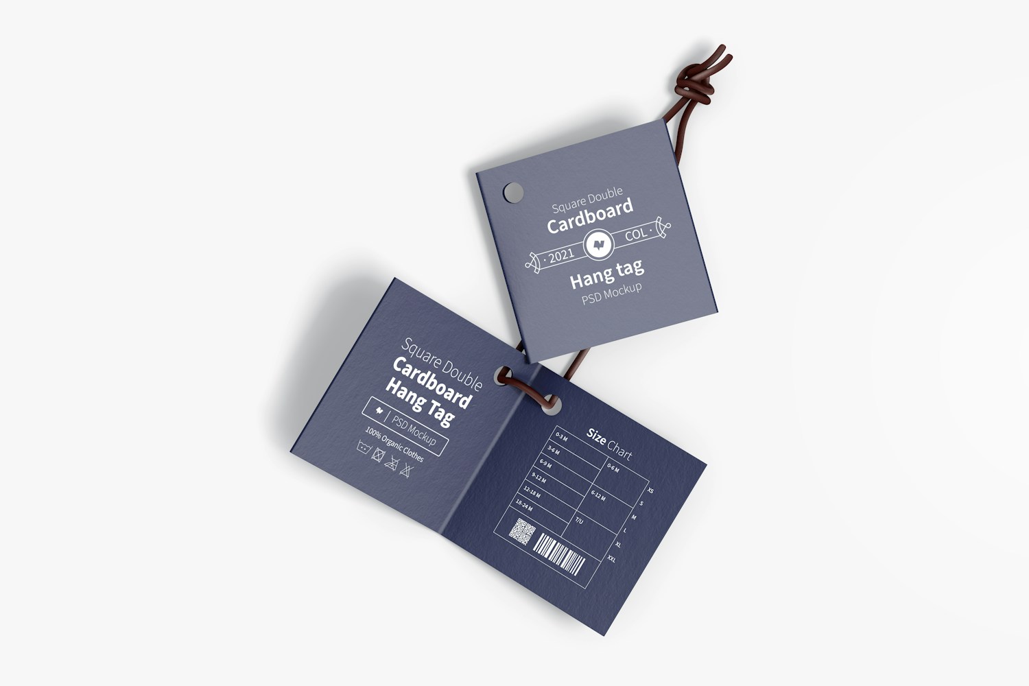 Square Double Cardboard Hang Tags Mockup, Top View