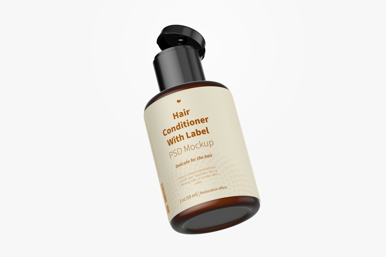 2 Oz Hair Conditioner with Label Mockup, Floating
