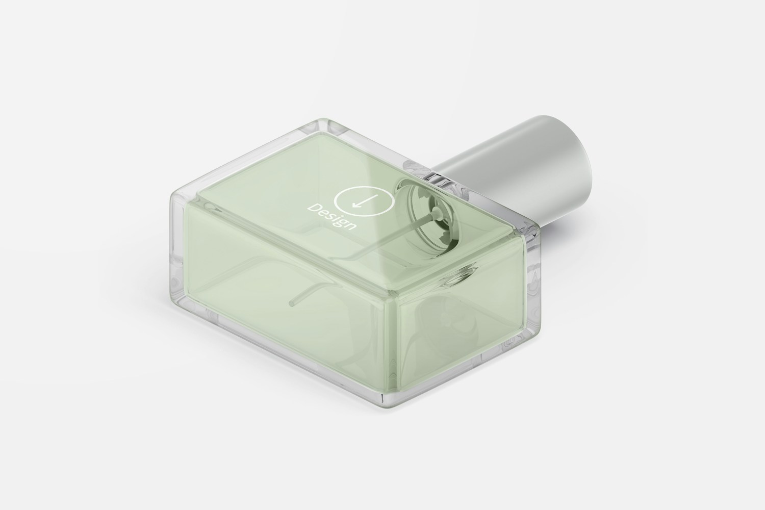Maqueta de Botella de Perfume Cuadrada, Vista Isométrica