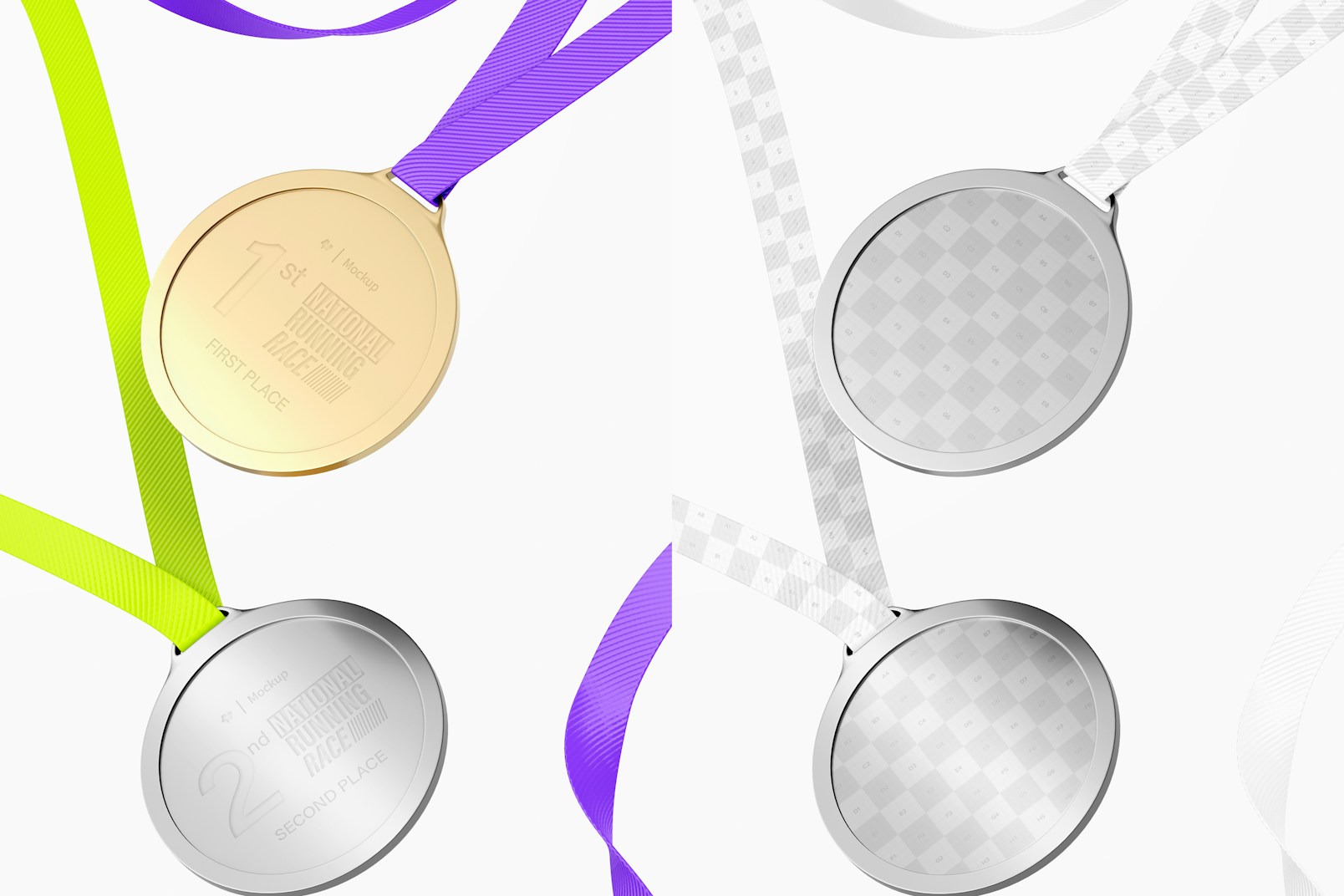 Round Medals Mockup, Falling