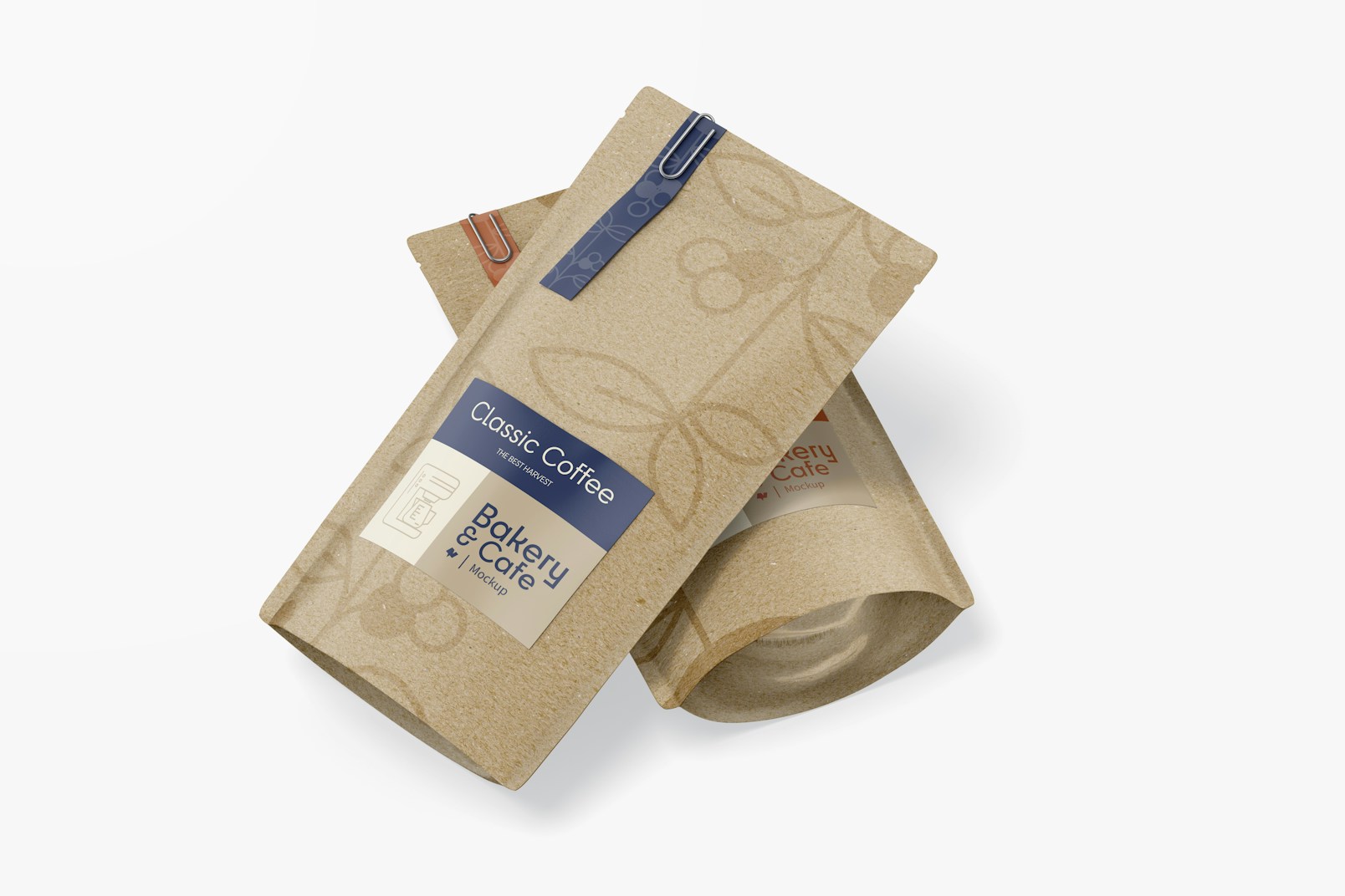 Coffee Bags with Label Mockup, Leaned