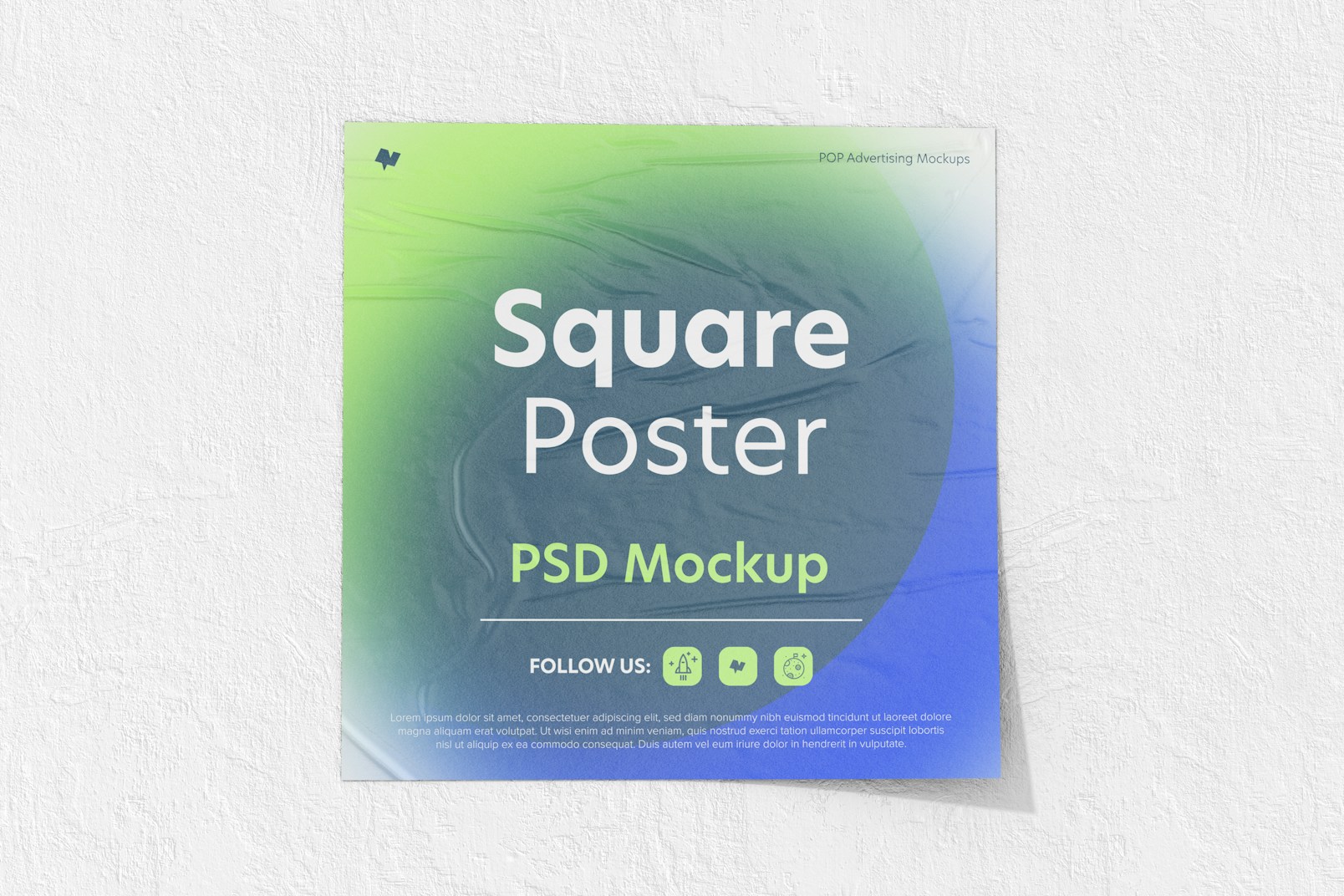 Square Poster Mockup, Front View